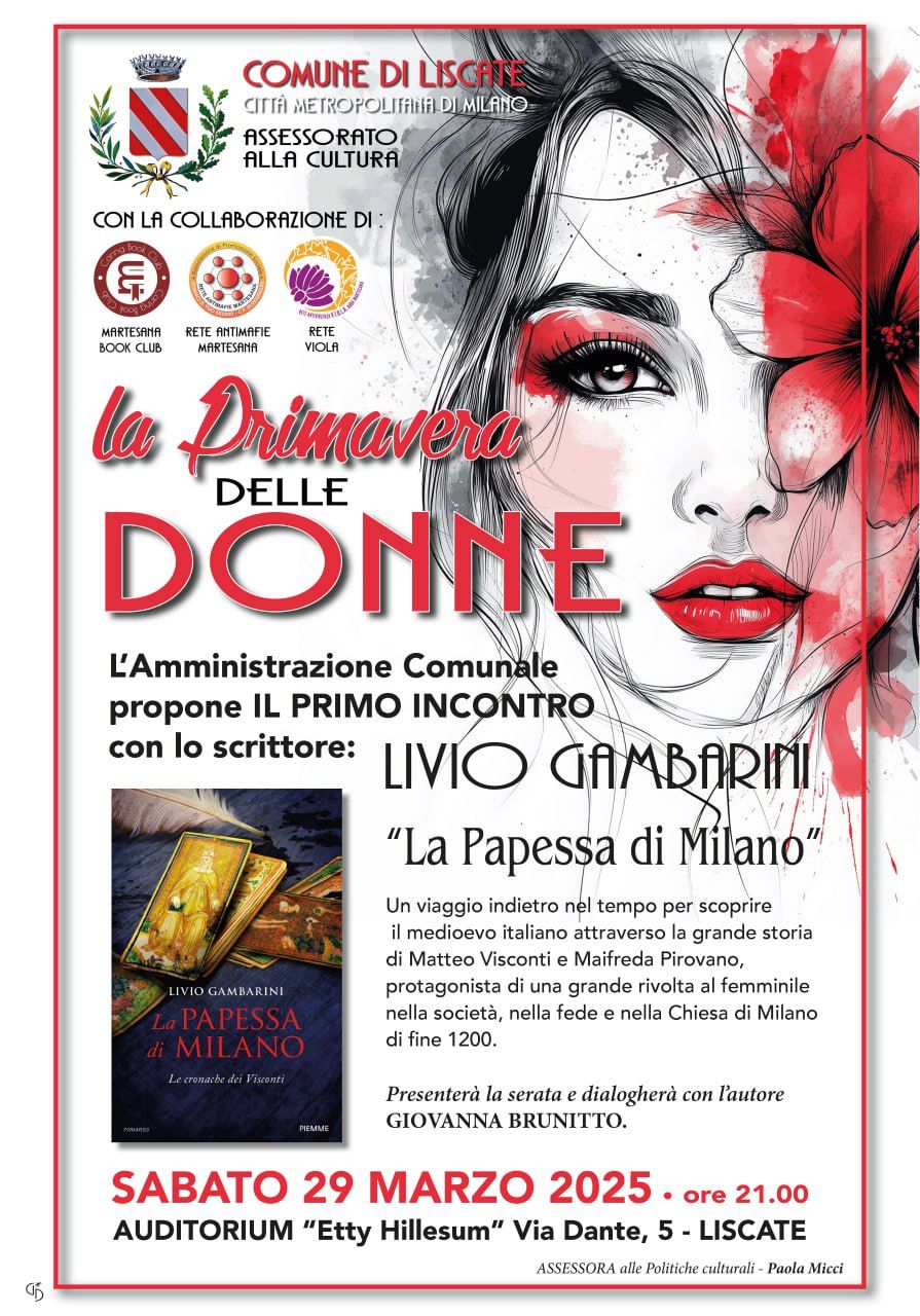 29 mar h 21:00 Presentazione LA PAPESSA DI MILANO di Livio Gambarini a Liscate