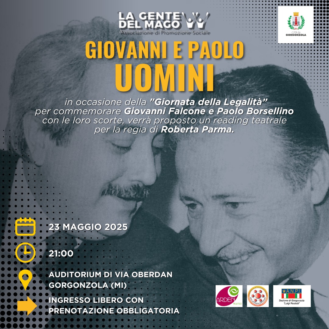 23 Mag h 21 – Spettacolo teatrale GIOVANNI E PAOLO.UOMINI a Gorgonzola