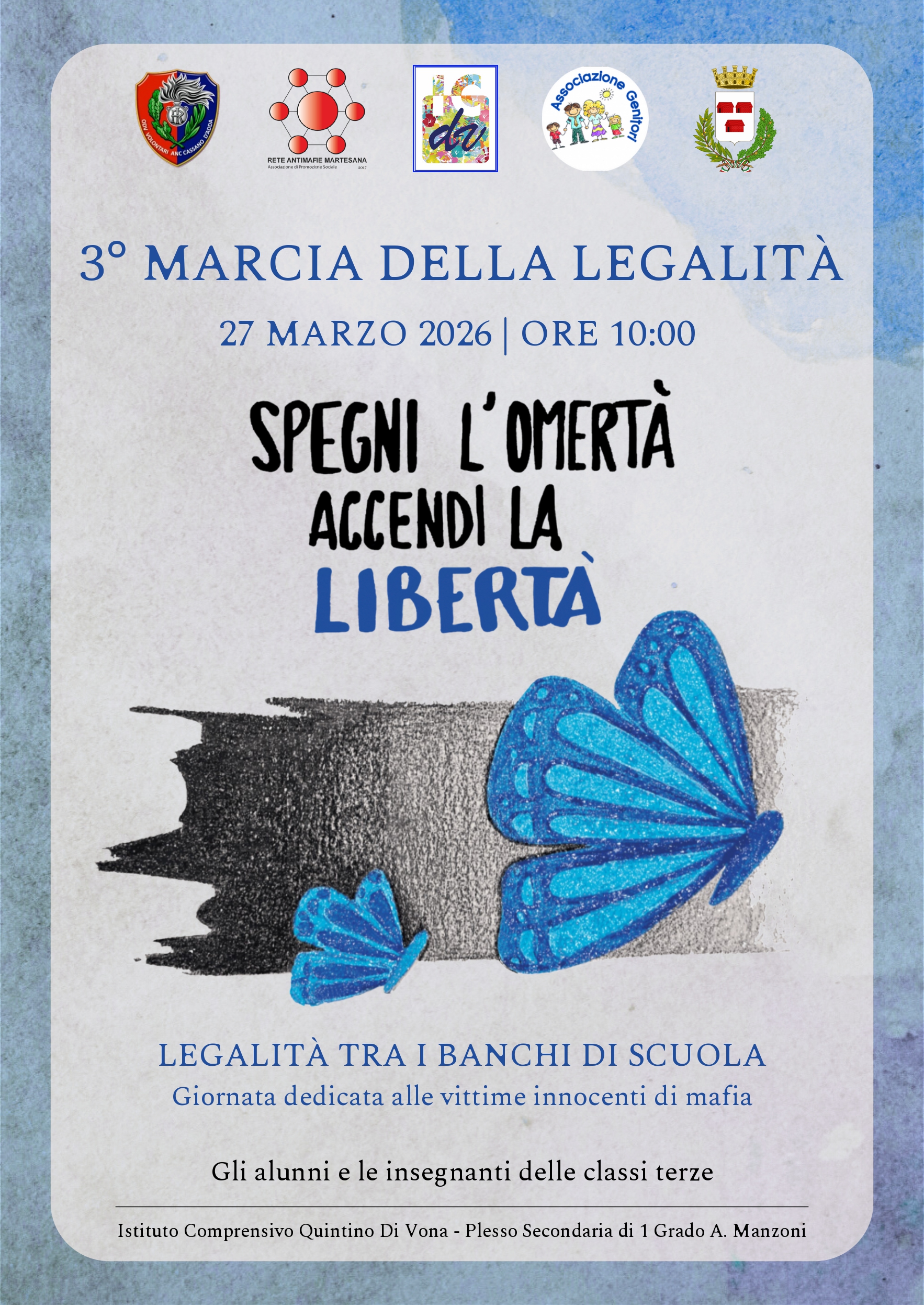 27 mar h 10:00 3ª Marcia della Legalità dell’Istituto Quintino Di Vona a Cassano d’Adda